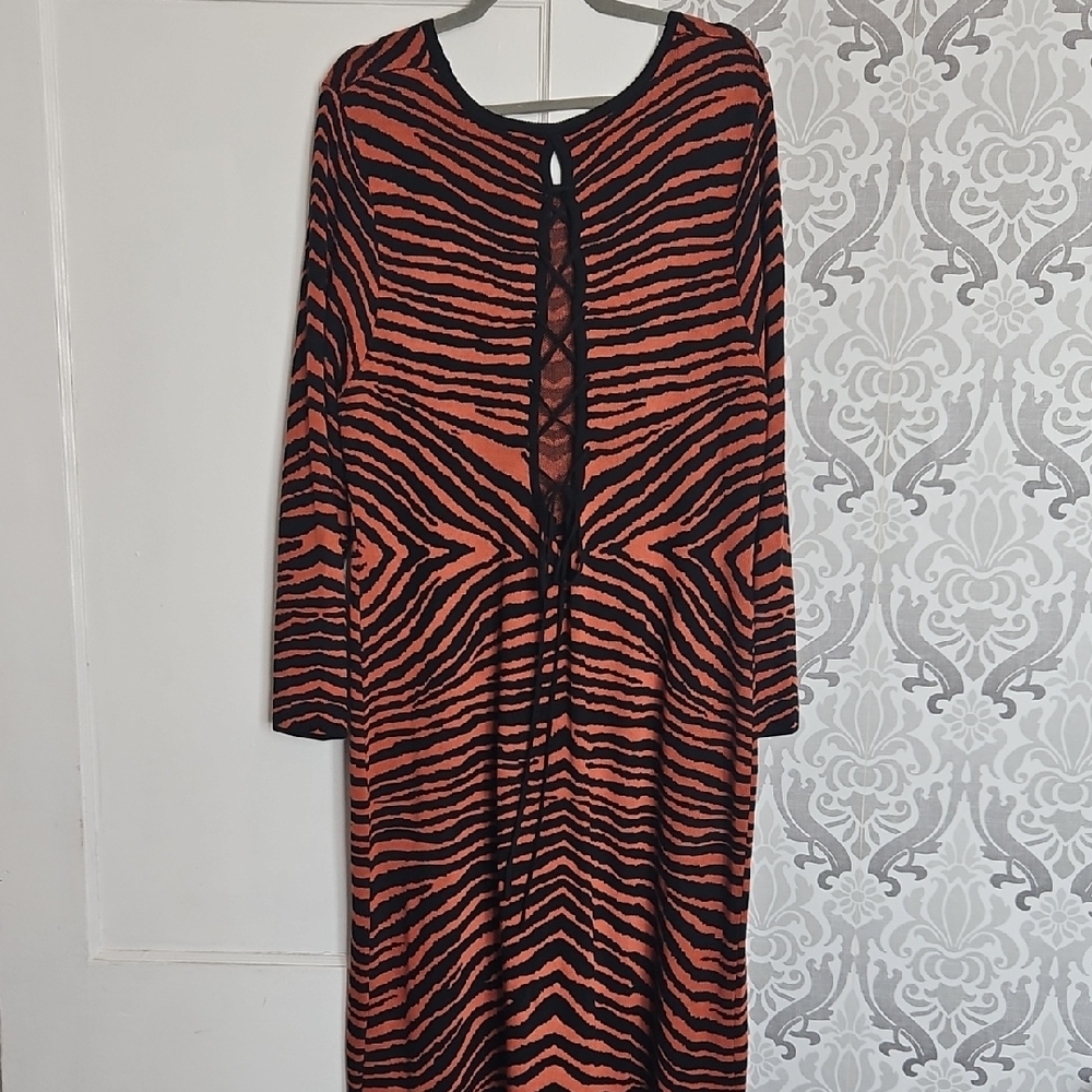 Stylish Orange and Black Striped Dress